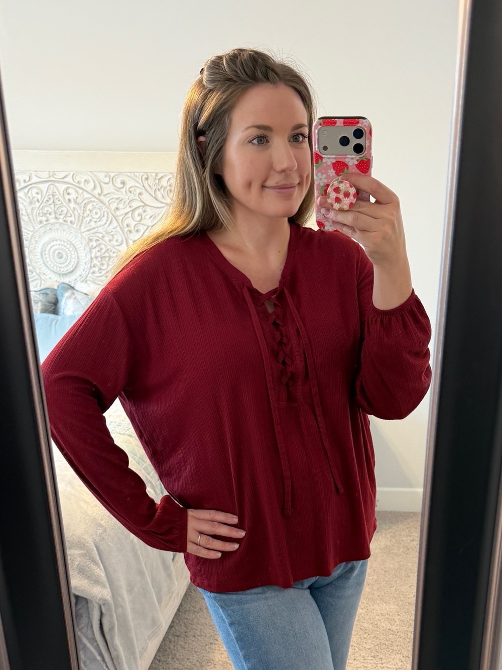 torrid Lace-Up Ribbed Long Sleeve Top